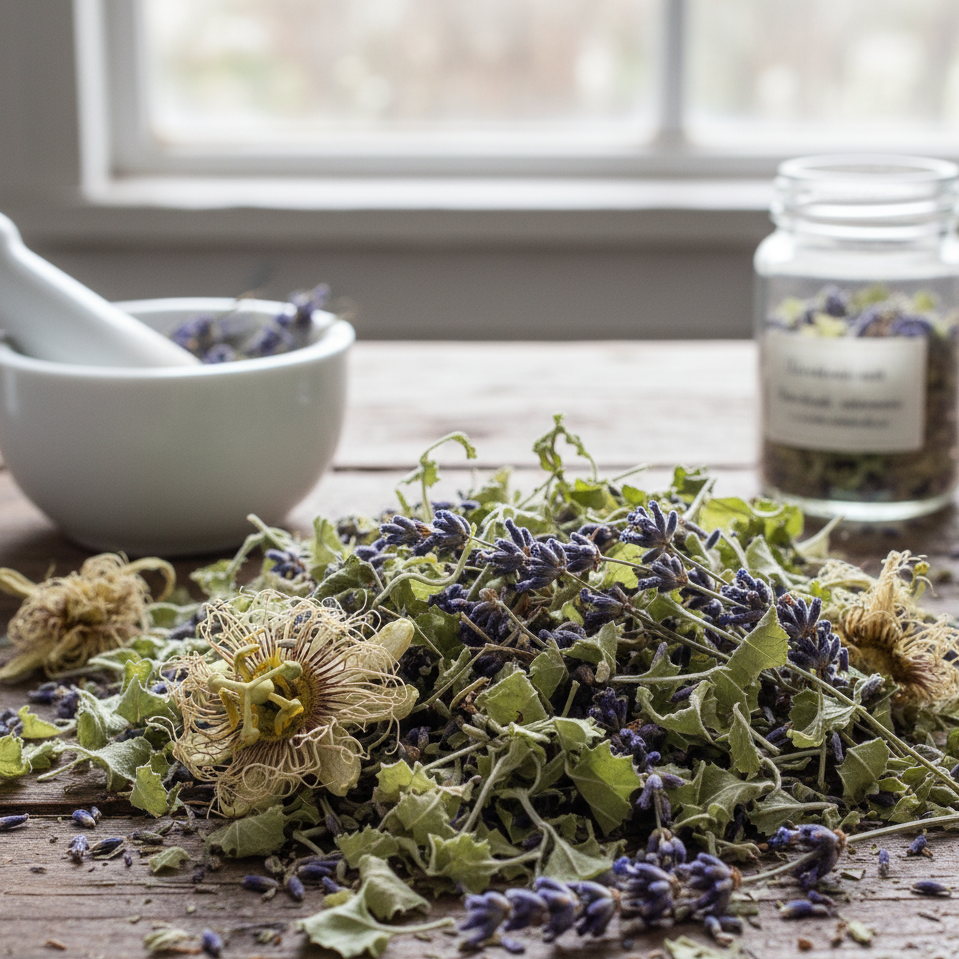 Fresh organic herbs in Dreamweaver Tonic