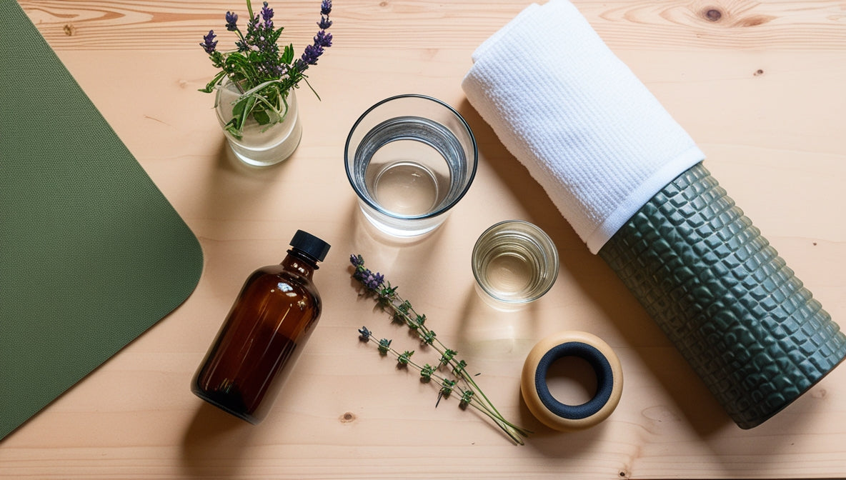 Comprehensive post-workout recovery routine with herbs and stretching