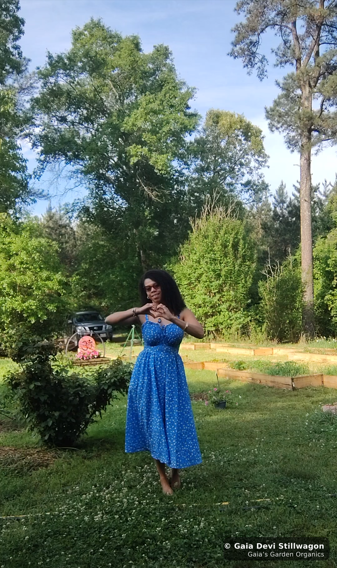 Gaia Devi Stillwagon, clinical herbalist and founder of Gaia's Garden Organics, in her medicinal herb garden in Umpire, Arkansas
